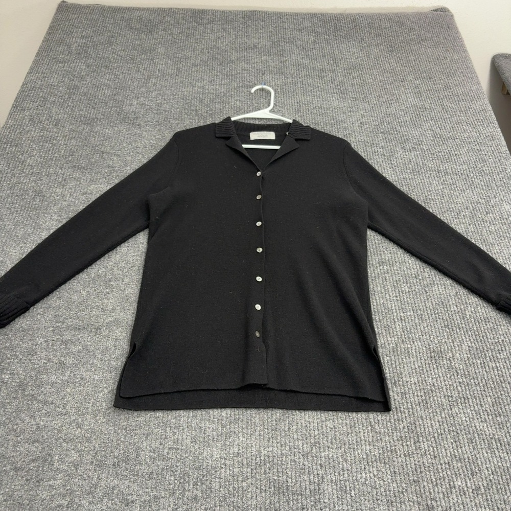 Vintage Lord & Taylor Cardigan Women PL Black Merino Wool Button Up Classic